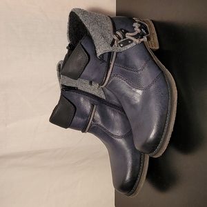 Rieker Fee 93 Ozean Schwarz Blue Leather Winter Booties